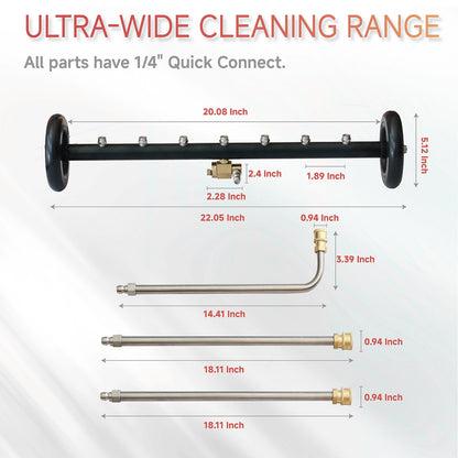Industrial 20-inch dual handle surface cleaner for large surface cleaning